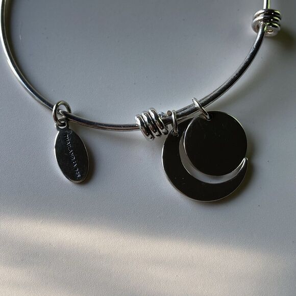 Vintage 925 Sterling Silver Charm Slider Bracelet I Love You To The Moon 13.44g - Picture 9 of 11